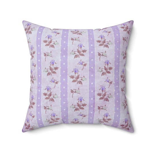 Floral Striped Purple Square Pillow