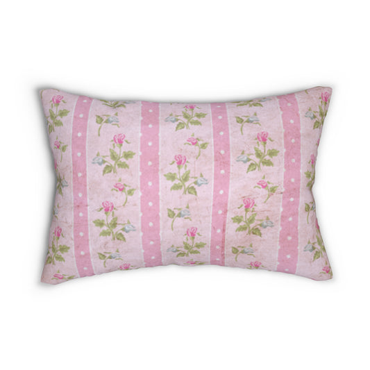 Floral Striped Pink Rectangle Pillow