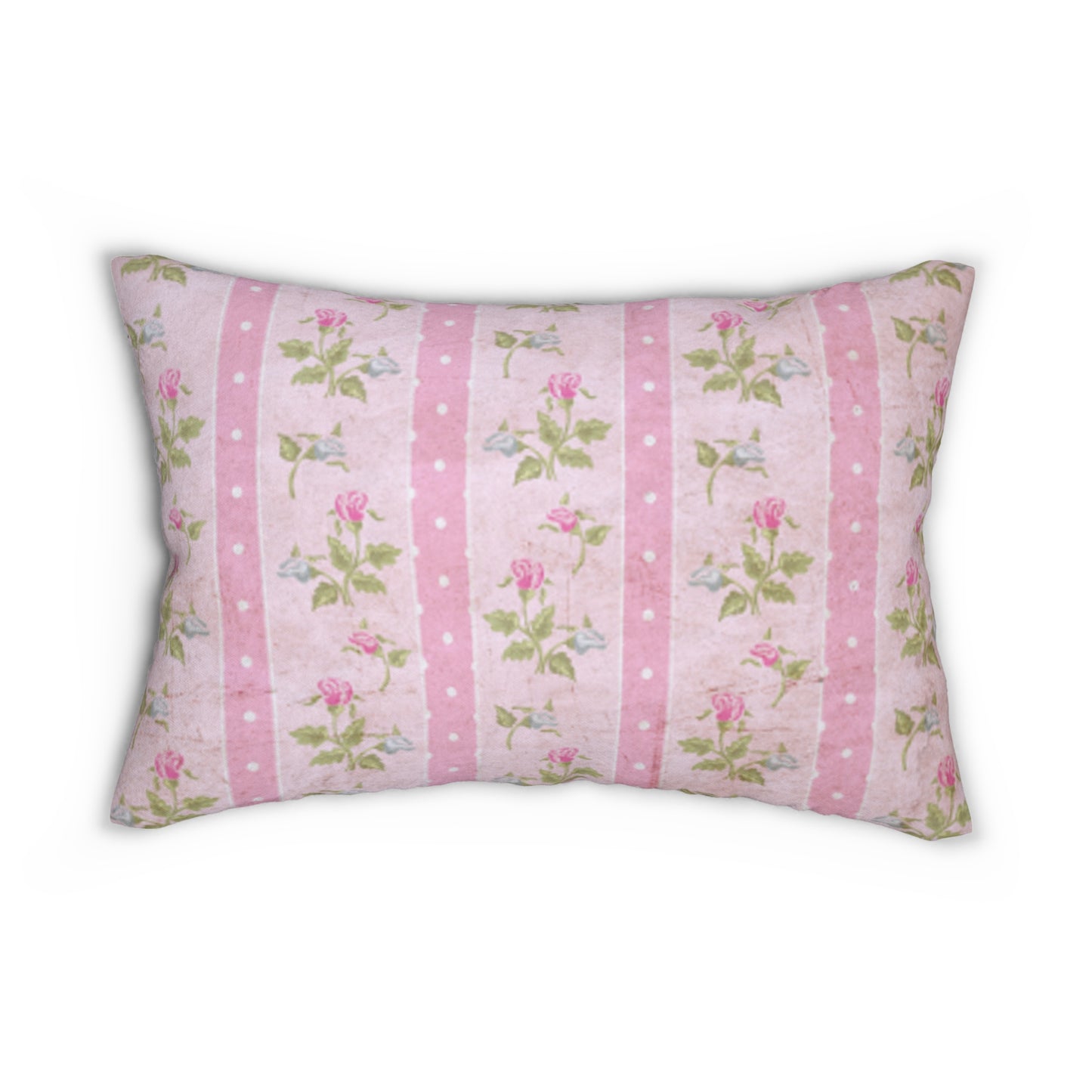 Floral Striped Pink Rectangle Pillow